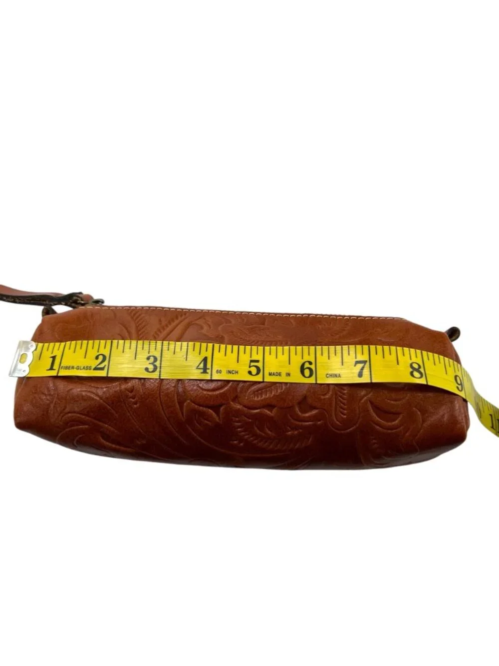 Patricia Nash Isla Oblong Embossed Leather Case Brown Tooled Leather